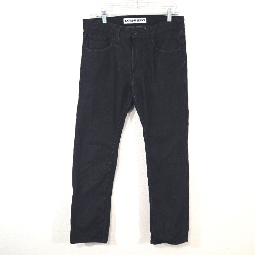 Express Men's Black Rocco Slim Fit Straight Leg Jeans Denim, size 32 x 32